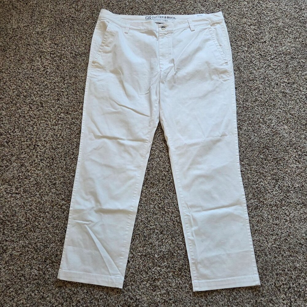 Cutter and Buck Voyager Chino Pants Mens 38x30 White Preppy Tenniscore New NWT